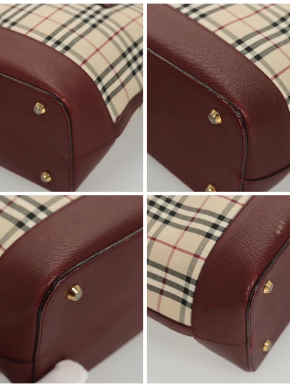 BURBERRY Nova Check Hand Bag Canvas Beige Gold Auth BA2673 - Picture 15 of 16